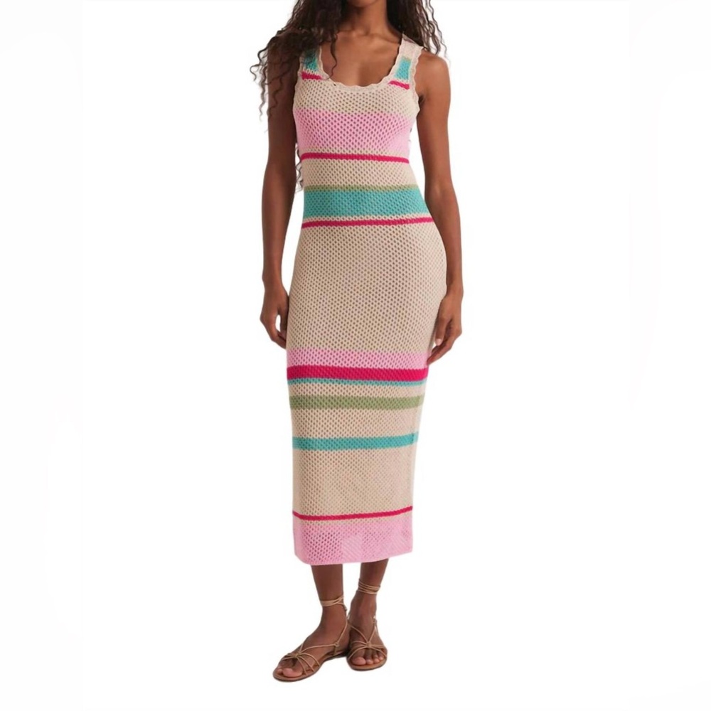 NWT Z Supply Ibiza Stripe Crochet Sweater Dress Sz M
